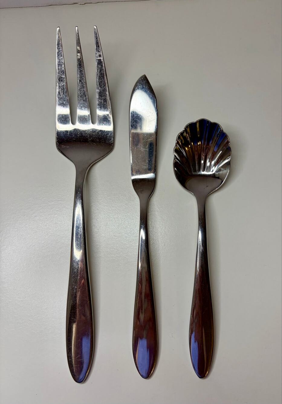 Oneida Mooncrest Stainless Steel 3 Pc Serving Set Fork Butter Knife Sugar Spoon